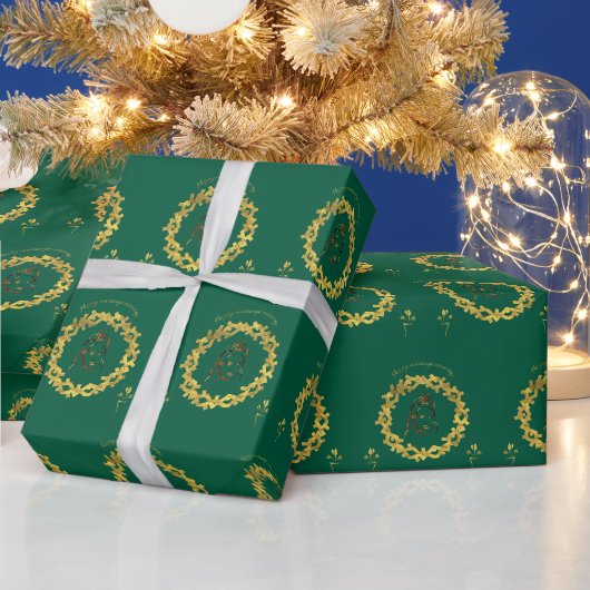 Glückliche Hochzeitszeremonie grün Geschenkpapier (Feiertage)