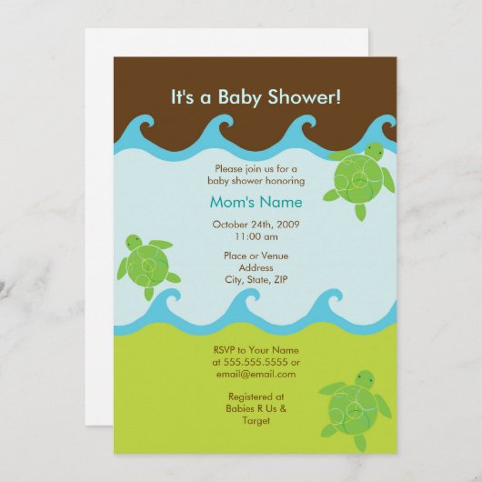 Glückliche Honu Wirble Einladung (Vorne/Hinten)