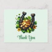 Glückliche Horseshoe Goldmünzen und Klee Vielen Da Postkarte (Vorderseite)