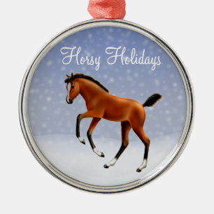 Glückliche Horsy Feiertags-Fohlen-Verzierung Silbernes Ornament