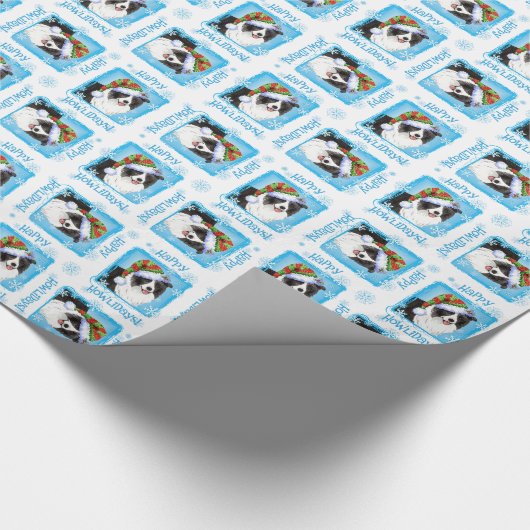 Glückliche Howliday Border-Collie Geschenkpapier (Ecke)