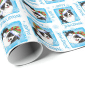 Glückliche Howliday Border-Collie Geschenkpapier (Rolleneckpunkt)