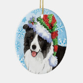 Glückliche Howliday Border-Collie Keramikornament (Rechts)