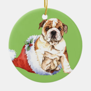 Glückliche Howliday Bulldogge Keramik Ornament