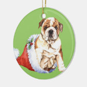 Glückliche Howliday Bulldogge Keramik Ornament (Links)