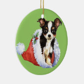 Glückliche Howliday lange Mantel-Chihuahua Keramikornament (Rechts)