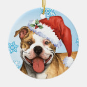 Glückliche Howliday Pitbull Terrier Keramik Ornament (Vorne)