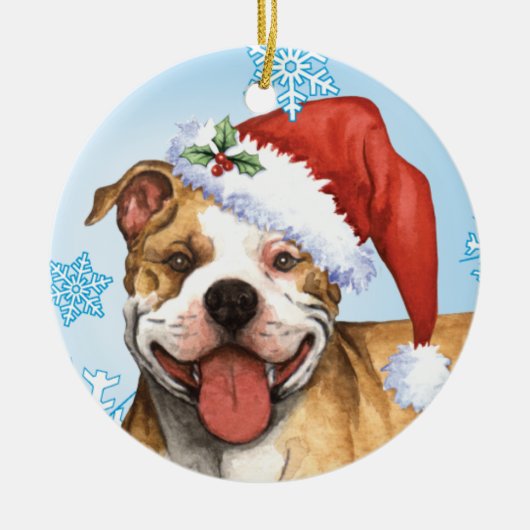 Glückliche Howliday Pitbull Terrier Keramik Ornament (Vorne)