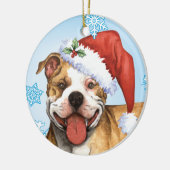 Glückliche Howliday Pitbull Terrier Keramik Ornament (Links)
