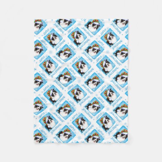 Glückliche Howlidays Border-Collie Fleecedecke (Vorderseite)