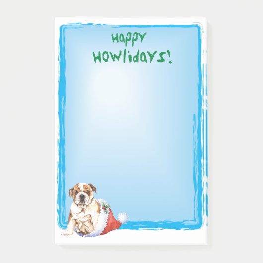Glückliche Howlidays Bulldogge Post-it Klebezettel (Vorderseite)