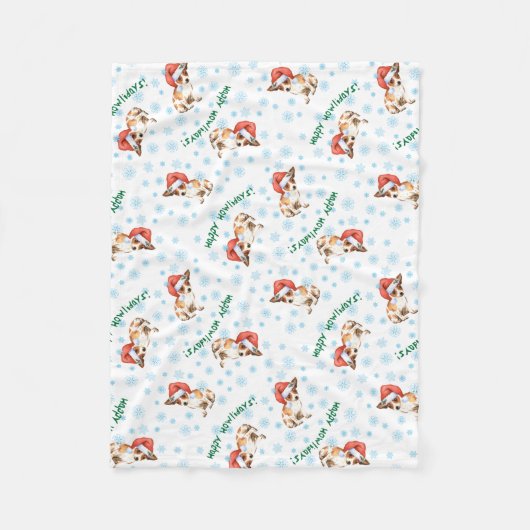 Glückliche Howlidays Chihuahua Fleecedecke (Vorderseite)