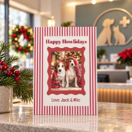 Glückliche Howlidays-Hunde-Foto-Weihnachtskarte fü Feiertagskarte