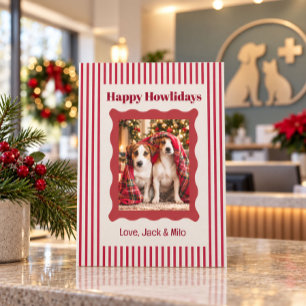 Glückliche Howlidays-Hunde-Foto-Weihnachtskarte fü Feiertagskarte