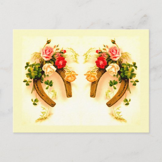 Glückliche Hufeisen Vintage Kunst Postkarte (Vorderseite)