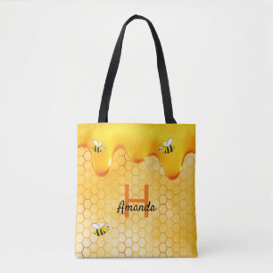 Glückliche Hummeln Waben Honig tropfender Name Tasche