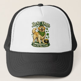 Glückliche Hunde bekommen alles Gold St. Patricks  Truckerkappe