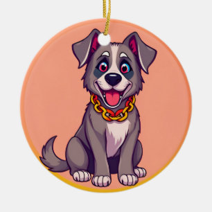 Glückliche Hunde-Cartoon-Illustration Keramik Ornament