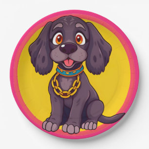 Glückliche Hunde-Cartoon-Illustration Pappteller