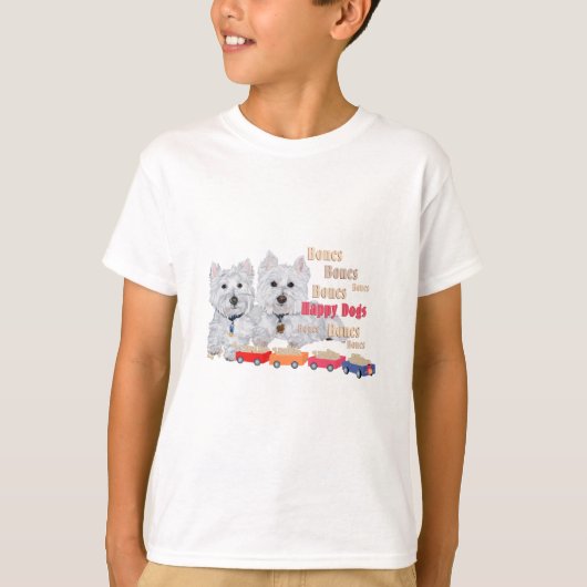 Glückliche Hunde mit Knochen T-Shirt (Vorderseite)