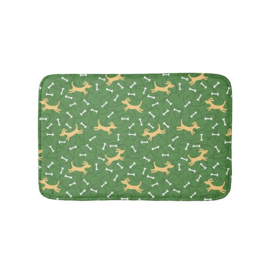 glückliche Hunde mit Knochenhintergrund Badematte (Vorderseite)