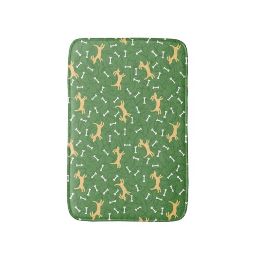 glückliche Hunde mit Knochenhintergrund Badematte (Vorderseite Vertikal)