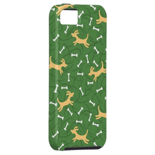 glückliche Hunde mit Knochenhintergrund Case-Mate iPhone Hülle (Rückseite/rechts)