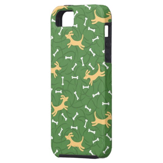 glückliche Hunde mit Knochenhintergrund Case-Mate iPhone Hülle (Rückseite Links)