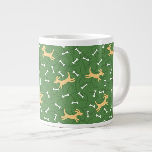 glückliche Hunde mit Knochenhintergrund Jumbo-Tasse (Vorderseite Rechts)