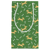 glückliche Hunde mit Knochenhintergrund Kleine Geschenktüte (Vorderseite)