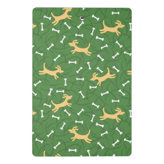 glückliche Hunde mit Knochenhintergrund Mini Klemmbrett (Rückseite)