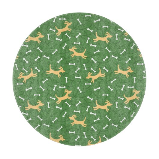 glückliche Hunde mit Knochenhintergrund Schneidebrett (Vorderseite)