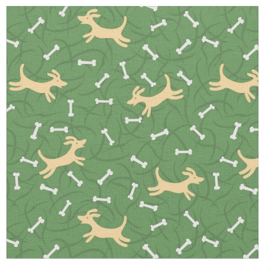 glückliche Hunde mit Knochenhintergrund Stoff (Nahaufnahme)