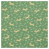 glückliche Hunde mit Knochenhintergrund Stoff (Muster)