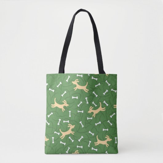 glückliche Hunde mit Knochenhintergrund Tasche (Vorderseite)