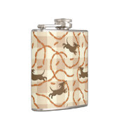 glückliche Hunde mit Wursthintergrund Flachmann (Rechts)