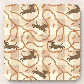 glückliche Hunde mit Wursthintergrund Getränkeuntersetzer (Vorderseite)