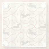 glückliche Hunde mit Wursthintergrund Glasuntersetzer (Rückseite)