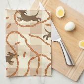 glückliche Hunde mit Wursthintergrund Handtuch (Viertel Falte)