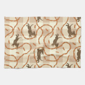 glückliche Hunde mit Wursthintergrund Handtuch (Horizontal)