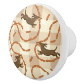 glückliche Hunde mit Wursthintergrund Keramikknauf (Rechts)