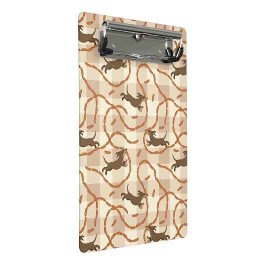 glückliche Hunde mit Wursthintergrund Mini Klemmbrett (Schrägansicht)