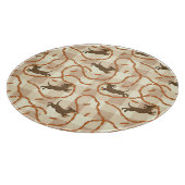 glückliche Hunde mit Wursthintergrund Schneidebrett (Ecke)