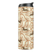 glückliche Hunde mit Wursthintergrund Thermosbecher (Nach links gedreht)