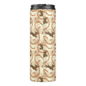 glückliche Hunde mit Wursthintergrund Thermosbecher (Rückseite)