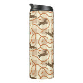 glückliche Hunde mit Wursthintergrund Thermosbecher (Nach rechts gedreht)