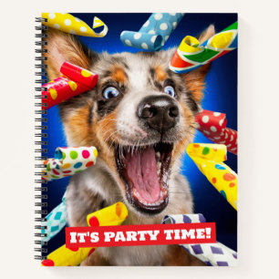 Glückliche Hunde-Party-Tröten Notizblock