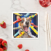Glückliche Hunde-Party-Tröten Serviette (Beispiel)