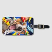Glückliche Hunde-Party-Tut-Bläser Gepäckanhänger (Vorderseite (Horizontal))