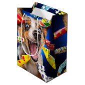 Glückliche Hunde-Party-Tut-Bläser Mittlere Geschenktüte (Rückseite Schrägansicht)